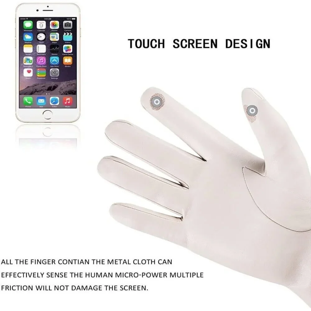 Women Wool Fleece Warm Gloves Touchscreen Texting Thermal Driving Gloves Beige